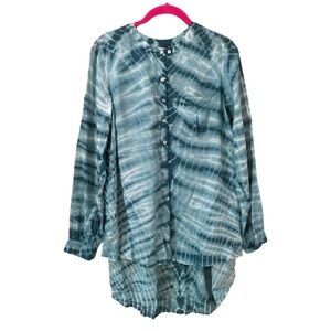 Casual stdio womens tie dye ombre long slevee top blouse green Size S NWT.